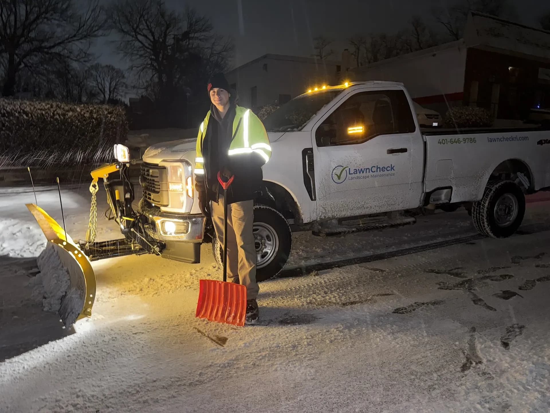 A driveway plowed down to clean pavement after a SnowGuard storm visit